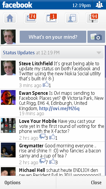 Screenshot from Nokia Social walk through